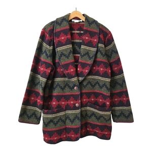 Vtg Portrait's Northern Isles Southwest Aztec Jacket Mens M Wool Blend Geometric